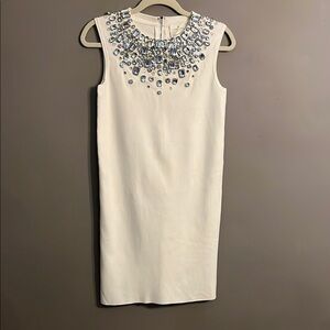 Kate Spade Rhinestone Jewels Cream Embellished Sheath Mini Dress